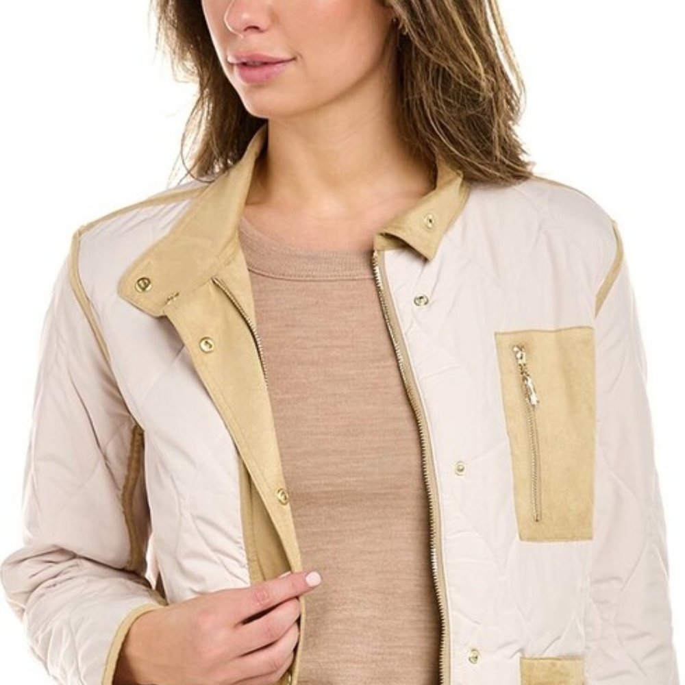 J.  McLaughlin Womens Linda Coat Quilted Suede Stone Size S NWT barn jacket